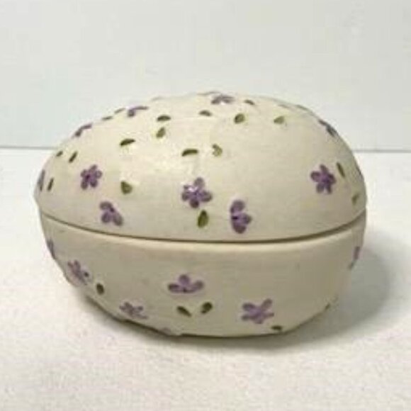 Vtg Hand Painted Easter Egg Candy Trinket Dish Ceramic - Picture 2 of 7